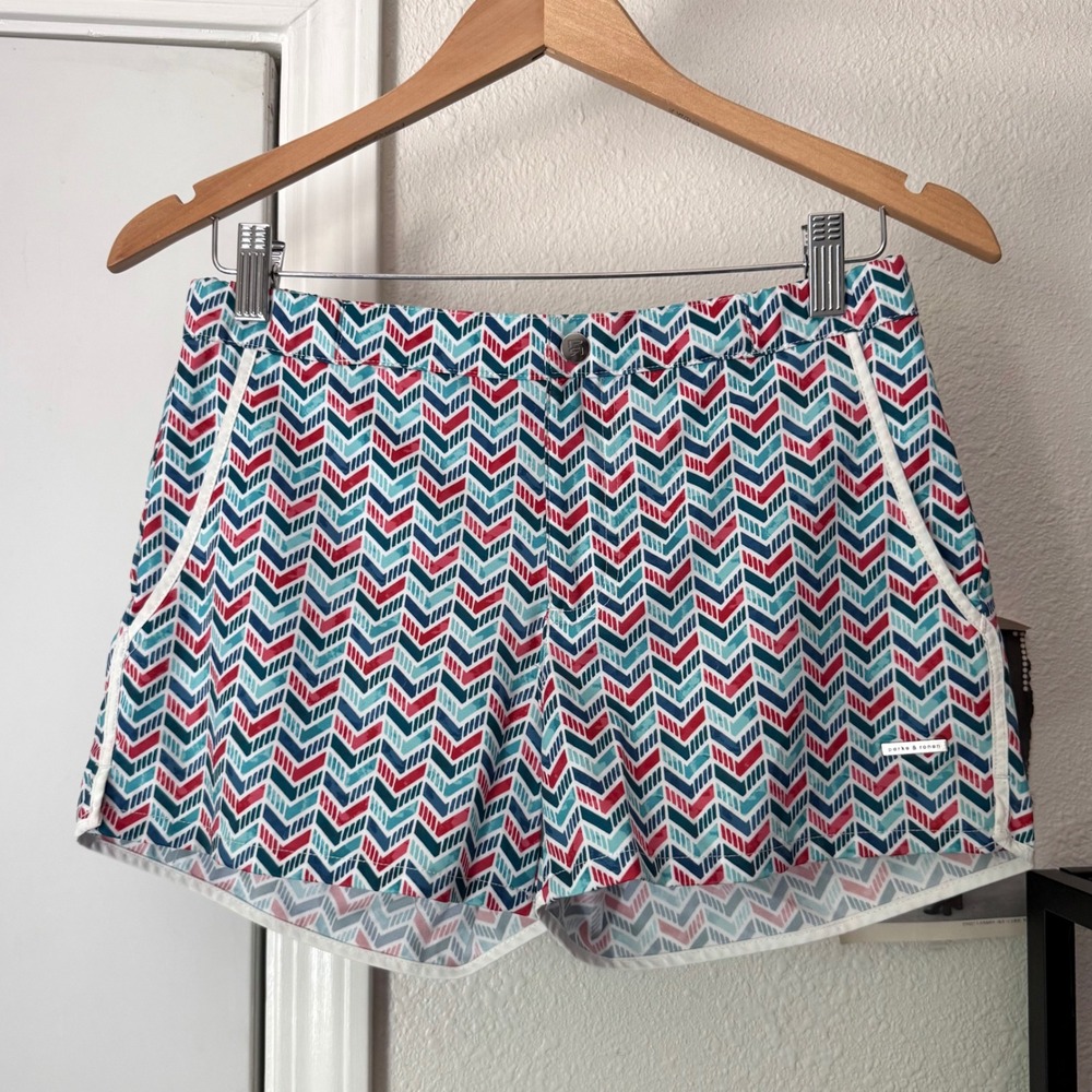 PARKE & RONEN multicolor chevron zig‎ zag printed swim trunks shorts